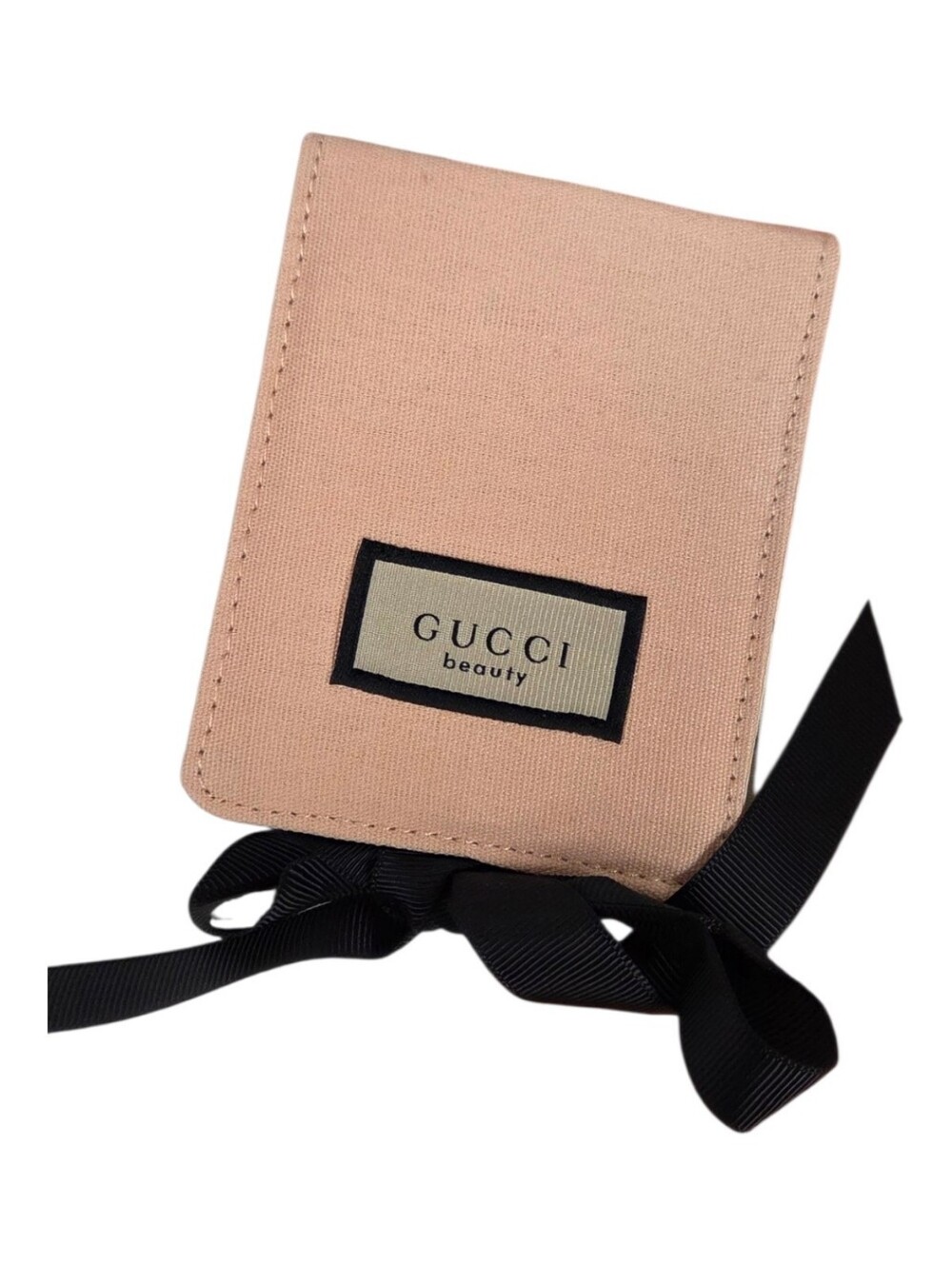 Gucci Beauty Blush Pink Canvas lipstick Pouch with Black Ribbon